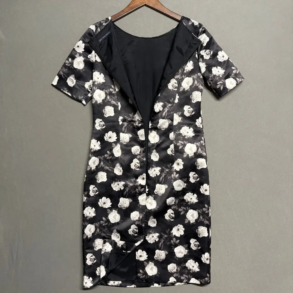 Brooks Brothers 346 Black & White Floral Sheath Dress Cap Sleeve‎ Size 6 - Picture 5 of 14